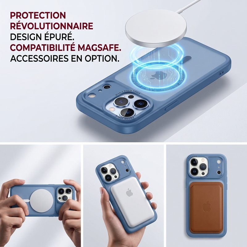 KC26 Coque Mat à Aimant Puissant | Compatible MagSafe · Double Rebord Surélevé 1,5 mm · Anti-Traces · Protection Militaire Anti-Choc