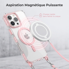 KC25 Coque iPhone Magnétique avec Cordon | Mains Libres · Aimant Puissant · Coins Renforcés · Anti-Jaunissement UV