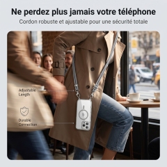 KC25 Coque Magnétique avec Cordon pour iPhone 16 Pro Max | Sangle Ajustable Mains Libres · Aimant Puissant · Coins Renforcés · Anti-Jaunissement