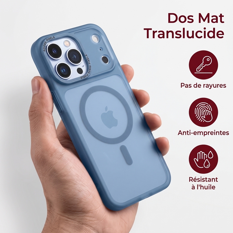 KC26 Coque Mat à Aimant Puissant | Compatible MagSafe · Double Rebord Surélevé 1,5 mm · Anti-Traces · Protection Militaire Anti-Choc