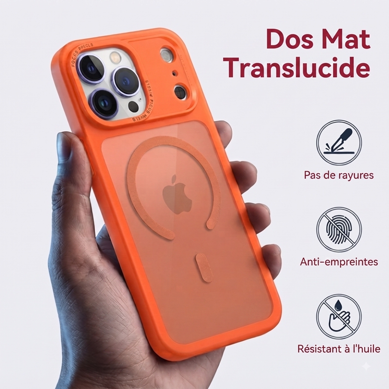 KC26 Coque Mat à Aimant Puissant | Compatible MagSafe · Double Rebord Surélevé 1,5 mm · Anti-Traces · Protection Militaire Anti-Choc