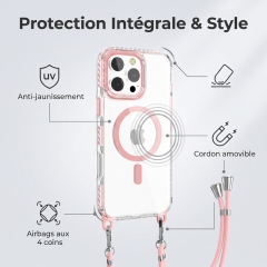 KC25 Coque iPhone Magnétique avec Cordon | Mains Libres · Aimant Puissant · Coins Renforcés · Anti-Jaunissement UV