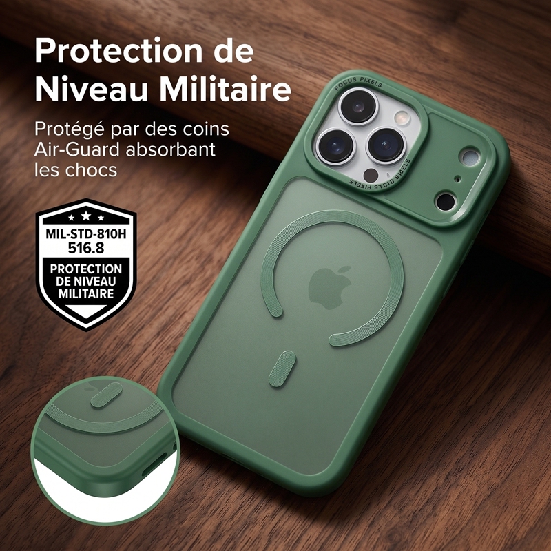 KC26 Coque à Aimant Puissant | Compatible MagSafe · Double Rebord Surélevé 1,5 mm · Dos Mat Anti-Traces · Protection Militaire Anti-Choc