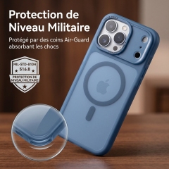 KC26 Coque Mat à Aimant Puissant | Compatible MagSafe · Double Rebord Surélevé 1,5 mm · Anti-Traces · Protection Militaire Anti-Choc