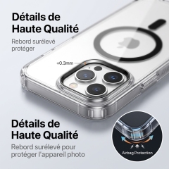 KC25 Coque iPhone Magnétique avec Cordon | Aimant Puissant · Coins Airbags Anti-Choc · Rebord Caméra Surélevé · Anti-Jaunissement UV