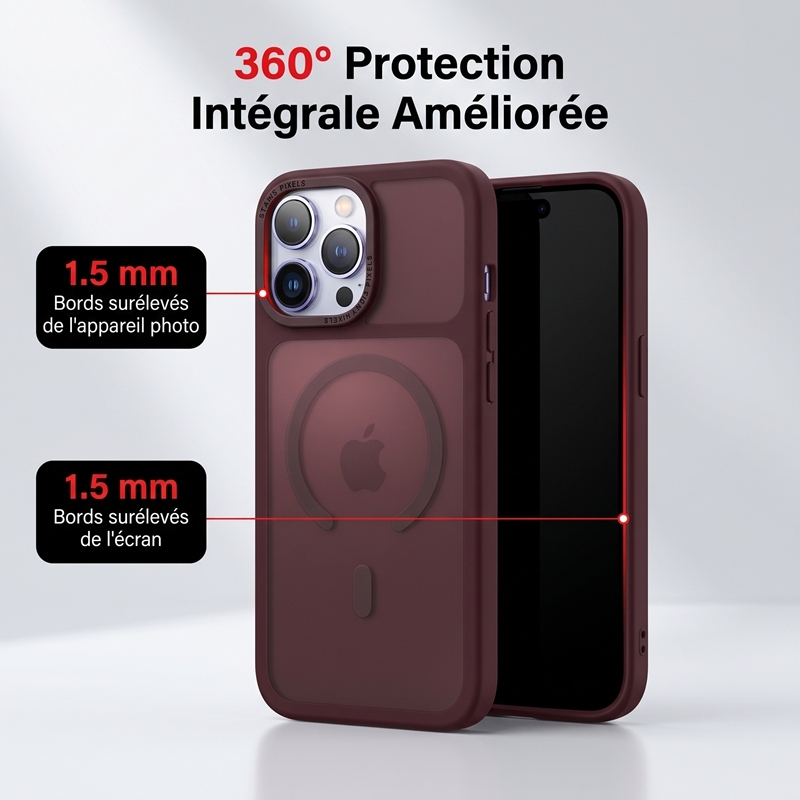 KC26 Coque Translucide Mat | Compatible Charge Rapide Sans Fil · Double Rebord Surélevé 1,5 mm · Anti-Traces · Protection Militaire Anti-Choc