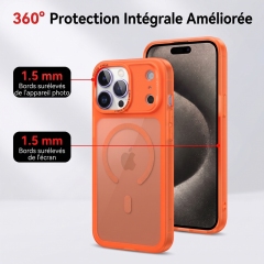 KC26 Coque Mat à Aimant Puissant | Compatible MagSafe · Double Rebord Surélevé 1,5 mm · Anti-Traces · Protection Militaire Anti-Choc