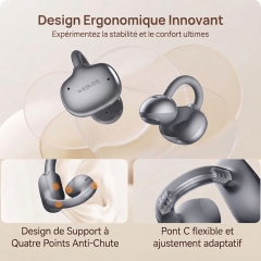 C5 WEBUDS Open EarRing Écouteurs à Clip sans Fil, 50 h d'Autonomie, Étanche IPX, Bluetooth 5.3, Confort Toute la Journée