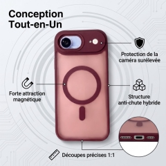 KC26 Coque MagSafe Bicolore Mate‑Translucide pour iPhone 17 Air, Étui Antichoc avec Protection Surélevée de l'Objectif