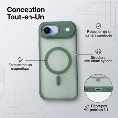 KC26 Coque MagSafe Bicolore Mate‑Translucide pour iPhone 17 Air, Étui Antichoc avec Protection Surélevée de l'Objectif