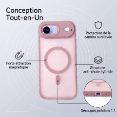 KC26 Coque MagSafe Mate Translucide pour iPhone 17 Air, Étui de Protection Antichoc avec Protection Intégrale de l'Objectif