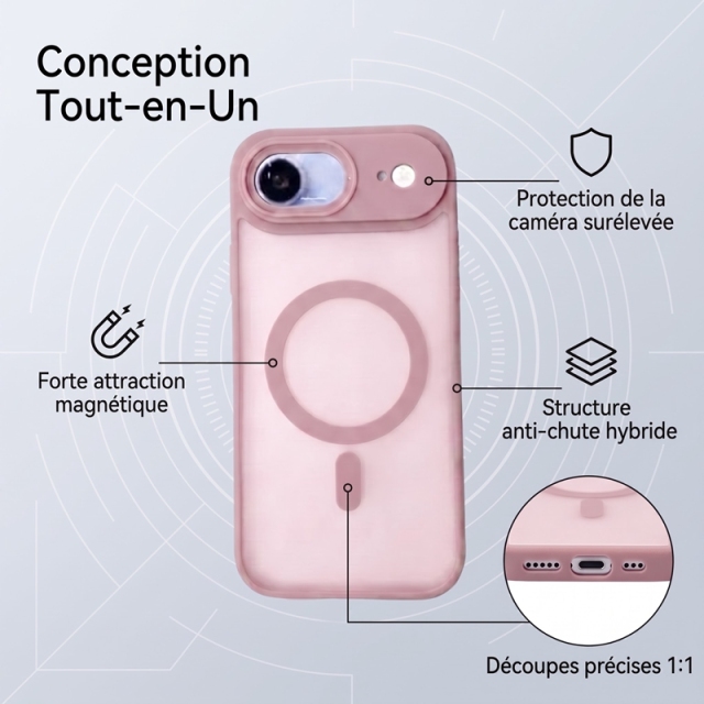 KC26 Coque MagSafe Mate Translucide pour iPhone 17 Air, Étui de Protection Antichoc avec Protection Intégrale de l'Objectif
