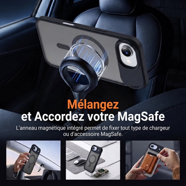 KC26 Coque MagSafe Mate Translucide pour iPhone 17 Air, Étui Antichoc avec Rebord Surélevé pour Objectif