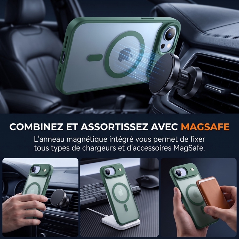 KC26 Coque MagSafe Bicolore Mate‑Translucide pour iPhone 17 Air, Étui Antichoc avec Protection Surélevée de l'Objectif