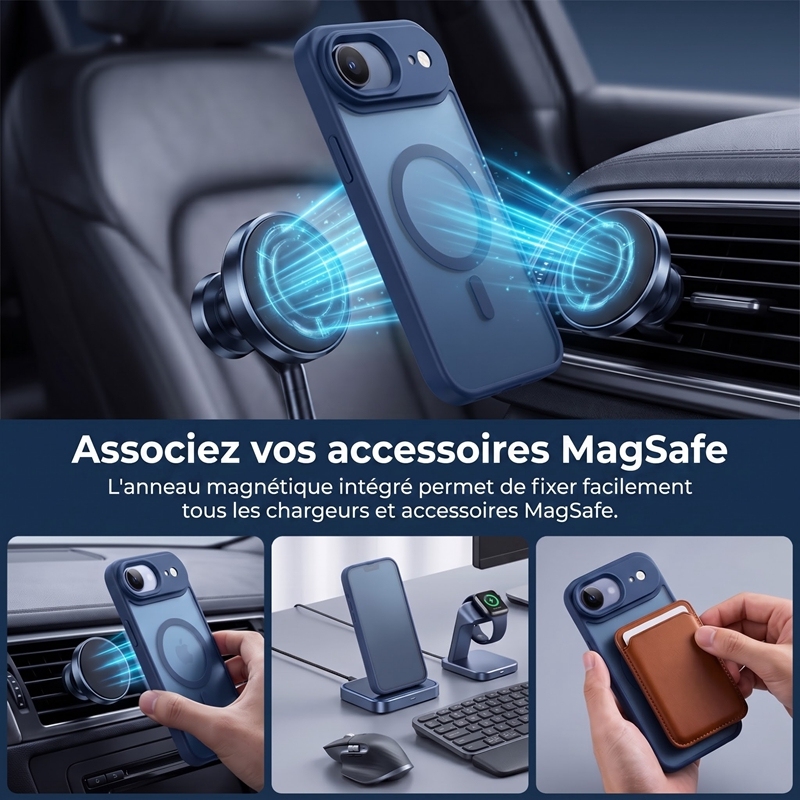 KC26 Coque MagSafe Bicolore Mate‑Translucide pour iPhone 17 Air, Étui Antichoc avec Protection Surélevée de la Caméra