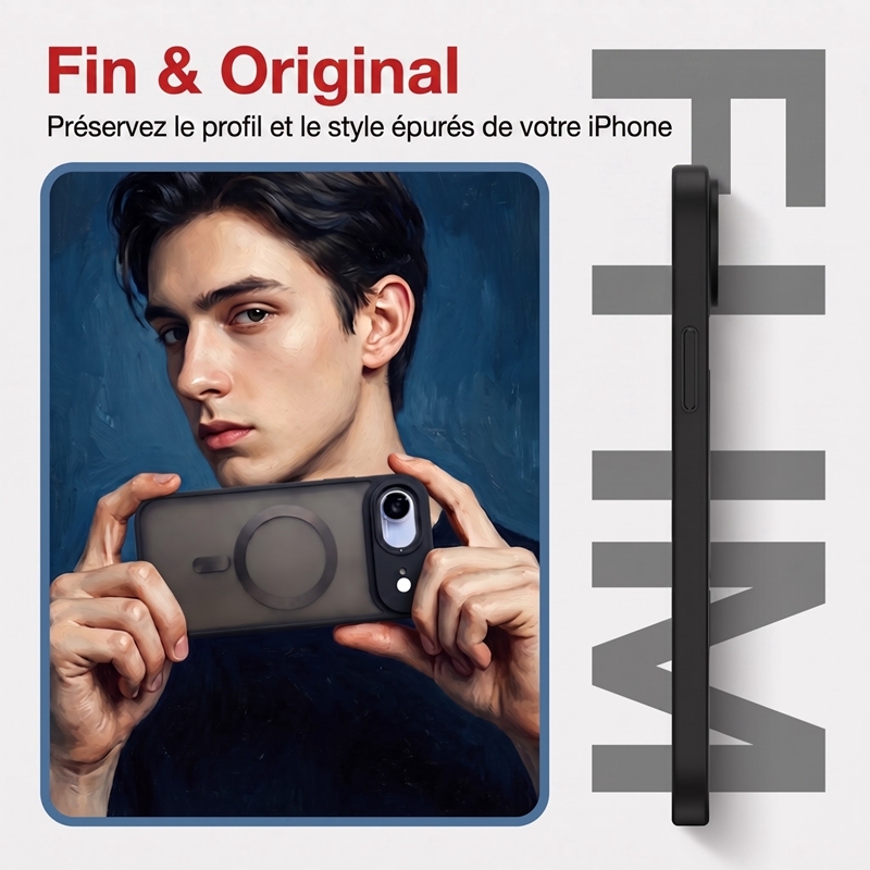 KC26 Coque MagSafe Mate Translucide pour iPhone 17 Air, Étui Antichoc avec Rebord Surélevé pour Objectif
