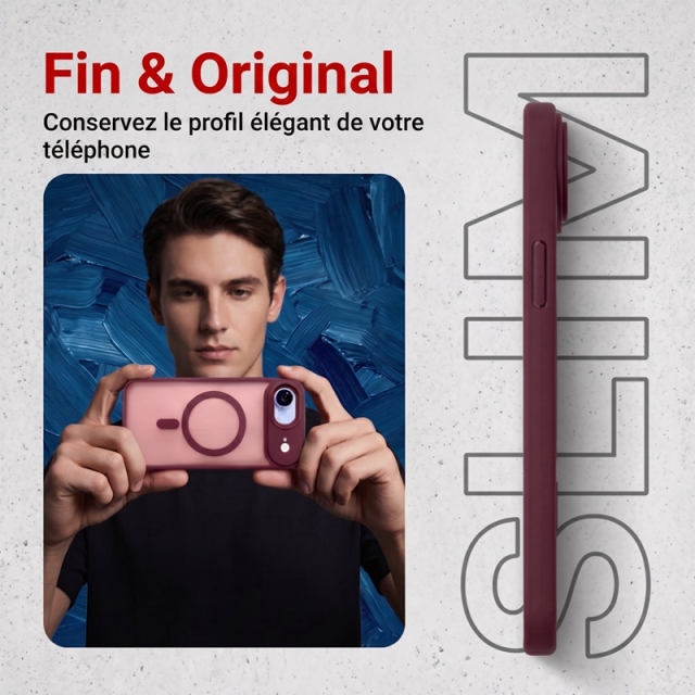 KC26 Coque MagSafe Bicolore Mate‑Translucide pour iPhone 17 Air, Étui Antichoc avec Protection Surélevée de l'Objectif