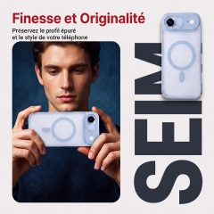 KC26 Coque MagSafe Mate‑Translucide pour iPhone 17 Air, Étui Antichoc avec Protection Surélevée de l'Objectif