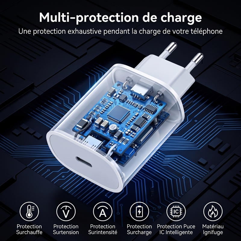 J8540 20W PD3.0 USB‑C Fast Charger, EU Plug Type‑C Wall Power Adapter