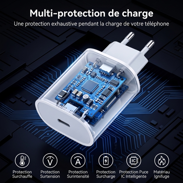 J8540 20W PD3.0 USB‑C Fast Charger, EU Plug Type‑C Wall Power Adapter