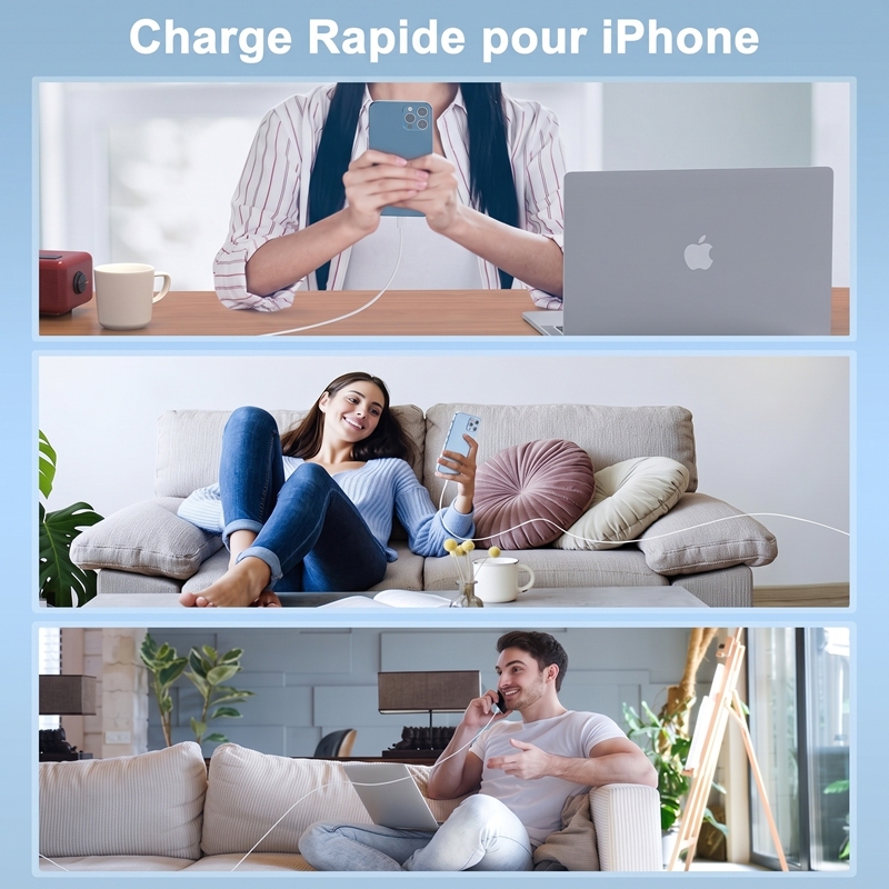 J8542 20W PD Fast Charger Kit, EU Plug Wall Charger with USB‑C to Lightning Cable for iPhone