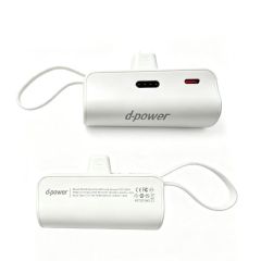 P8200 Batterie Externe Mini Portable, Prise Lightning Intégrée, Petite Banque d'Alimentation de Poche avec Lanière, Charge Rapide PD pour iPhone