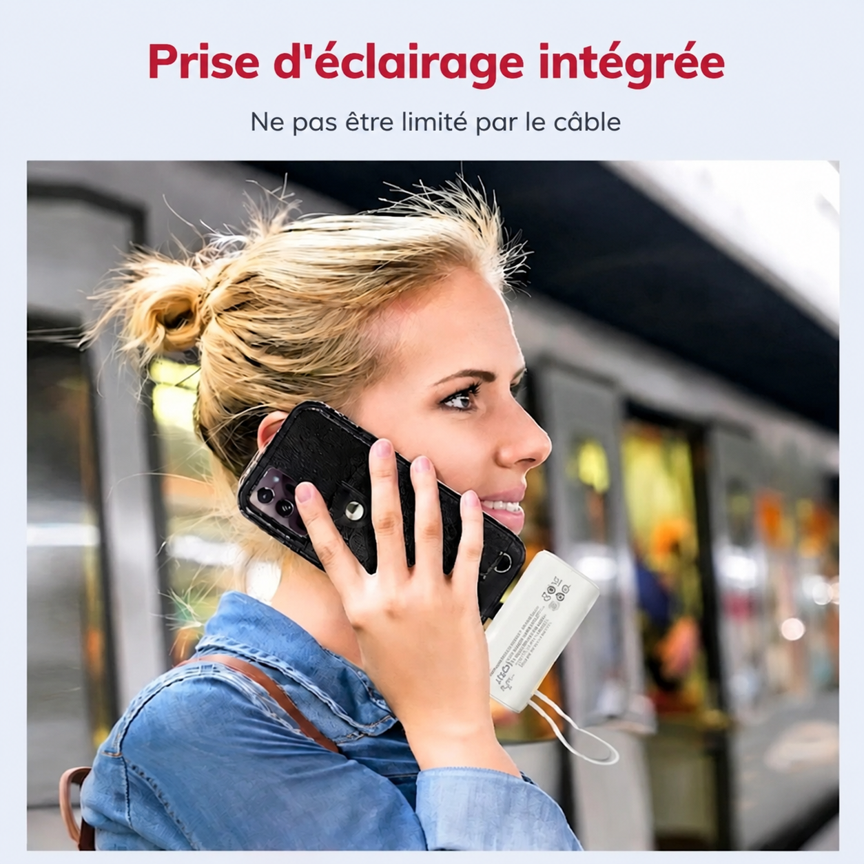 P8200 Batterie Externe Mini Portable, Prise Lightning Intégrée, Petite Banque d'Alimentation de Poche avec Lanière, Charge Rapide PD pour iPhone