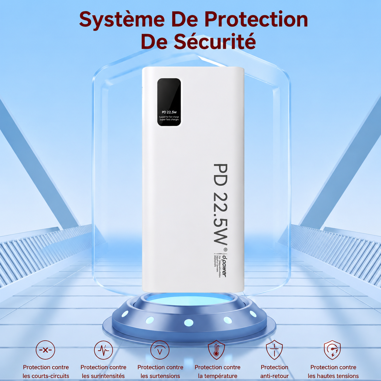 P8287 Batterie Externe 30000 mAh, Charge Rapide PD 22,5 W avec Écran Numérique, Banque d'Alimentation Haute Capacité Multi‑Protections pour Téléphone, Ventilateur et Appareils Extérieurs