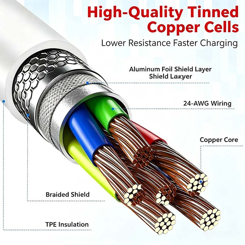 F9002 USB‑C to USB‑C Fast Charging Cable,3A High‑Speed Data Transfer 480Mbps Tinned Copper Type‑C Charger Cord for iPhone 16,MacBook,iPad,Samsung