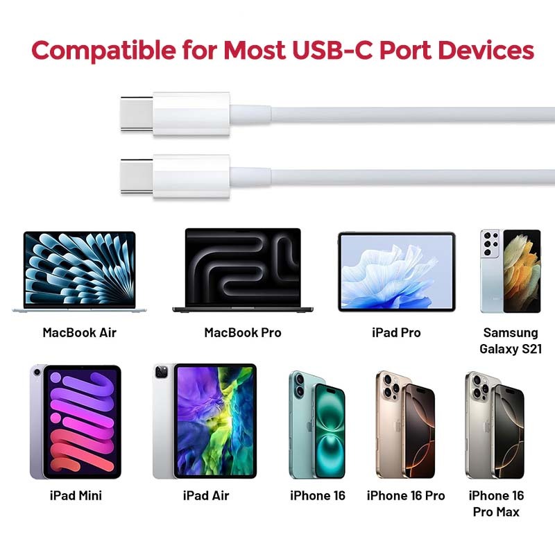 F9002 USB‑C to USB‑C Fast Charging Cable,3A High‑Speed Data Transfer 480Mbps Tinned Copper Type‑C Charger Cord for iPhone 16,MacBook,iPad,Samsung