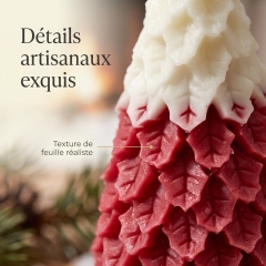 Bougie Parfumée Sapin de Noël Rouge, Cire de Soja Naturelle, Cadeau Déco de Noël