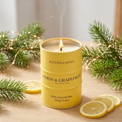 Bougie parfumée Citron & Pamplemousse, bougie en cire naturelle forme bidon