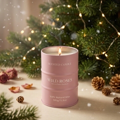 Bougie parfumée Roses Sauvages, bougie en cire naturelle forme bidon