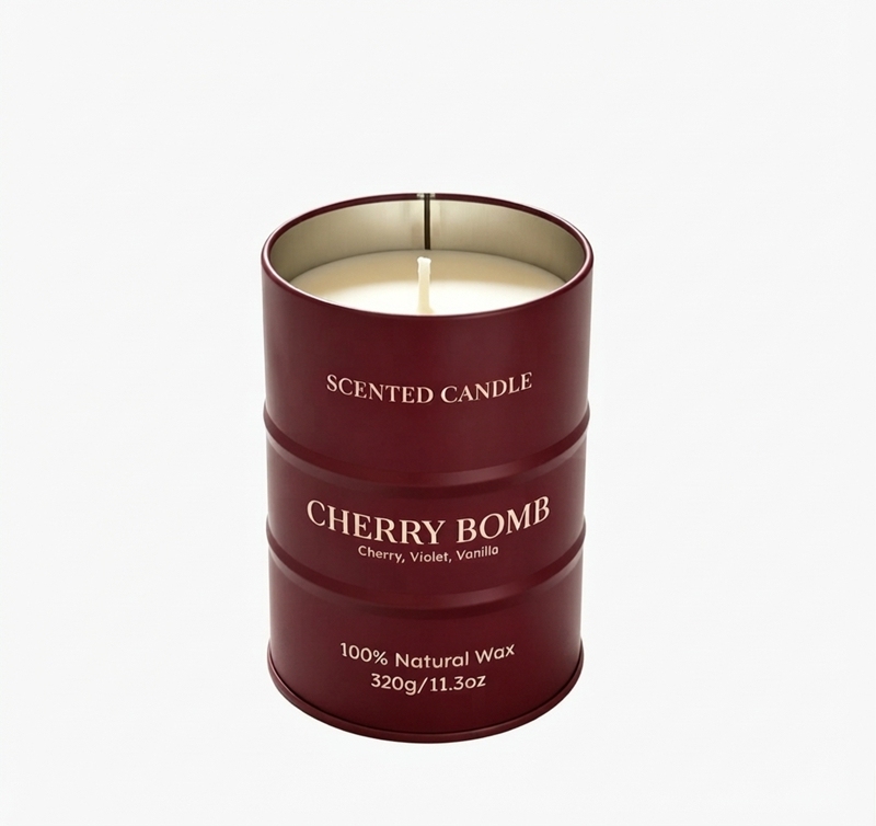 Bougie parfumée Cherry Bomb, bougie en cire naturelle forme bidon