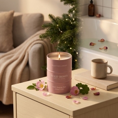 Bougie parfumée Roses Sauvages, bougie en cire naturelle forme bidon