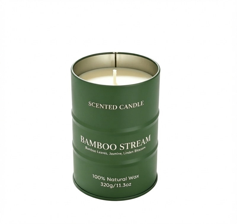 Bougie parfumée Ruisseau de Bambou, bougie en cire naturelle forme bidon