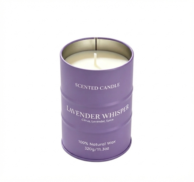 Lavender Whisper Scented Candle, Barrel‑Shaped Natural Wax Candle