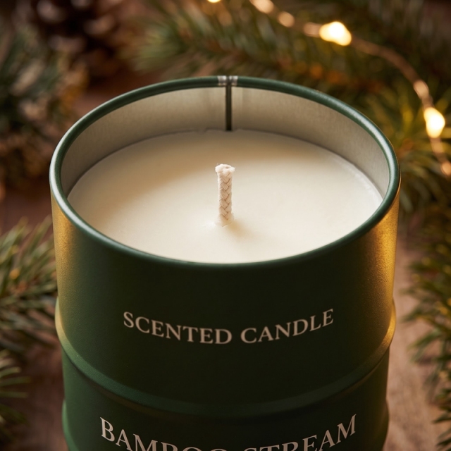 Bougie parfumée Ruisseau de Bambou, bougie en cire naturelle forme bidon