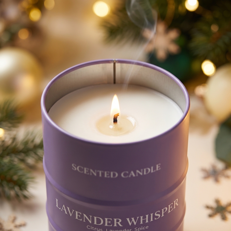 Lavender Whisper Scented Candle, Barrel‑Shaped Natural Wax Candle