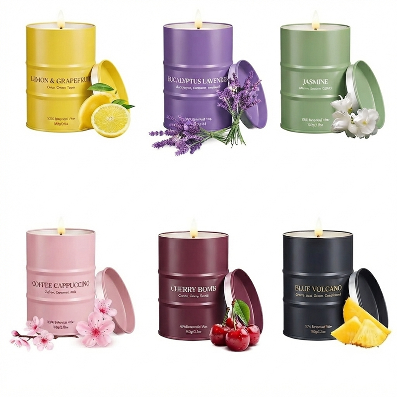 Bougie parfumée Bois d'Aoud, bougie en cire naturelle forme bidon