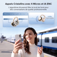 C5 WEBUDS Écouteurs sans Fil à Clip Ouvert, Silicone Liquide, 50 h d'Autonomie, 4 Micros ENC Anti-Bruit