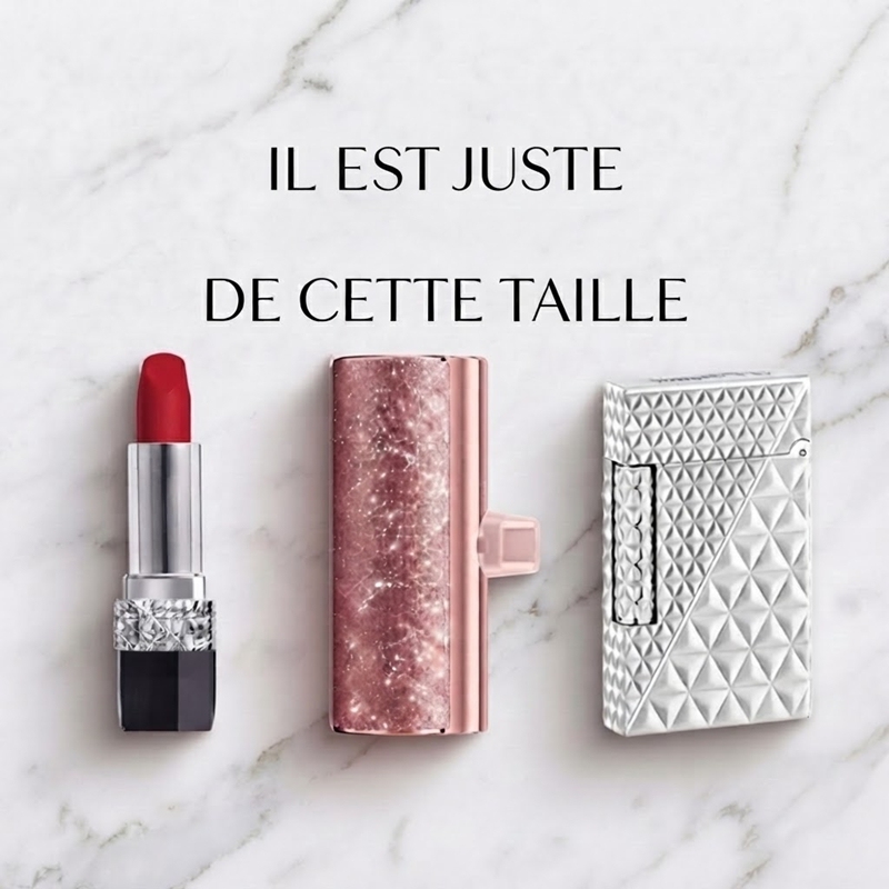 Lipstick‑Sized Portable Charger 5000mAh, Compact USB‑C Plug‑in Power Bank, Cord‑Free Mini Capsule External Battery Pack, Glitter Glam Design