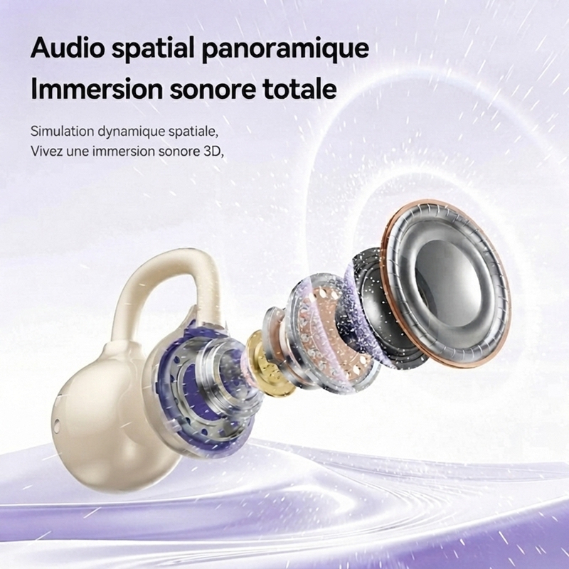 Butterfly Decor Open‑Ear Clip‑on Wireless Headphones, Bone Conduction Earbuds for Sport Office