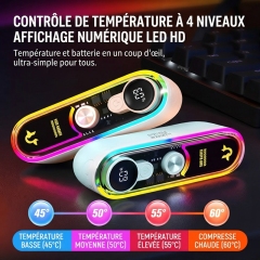 Chauffette de Mains Rechargeable Détachable Double Face, 10000 mAh, Affichage Numérique LED, 4 Niveaux de Chaleur, Cadeau d’Hiver