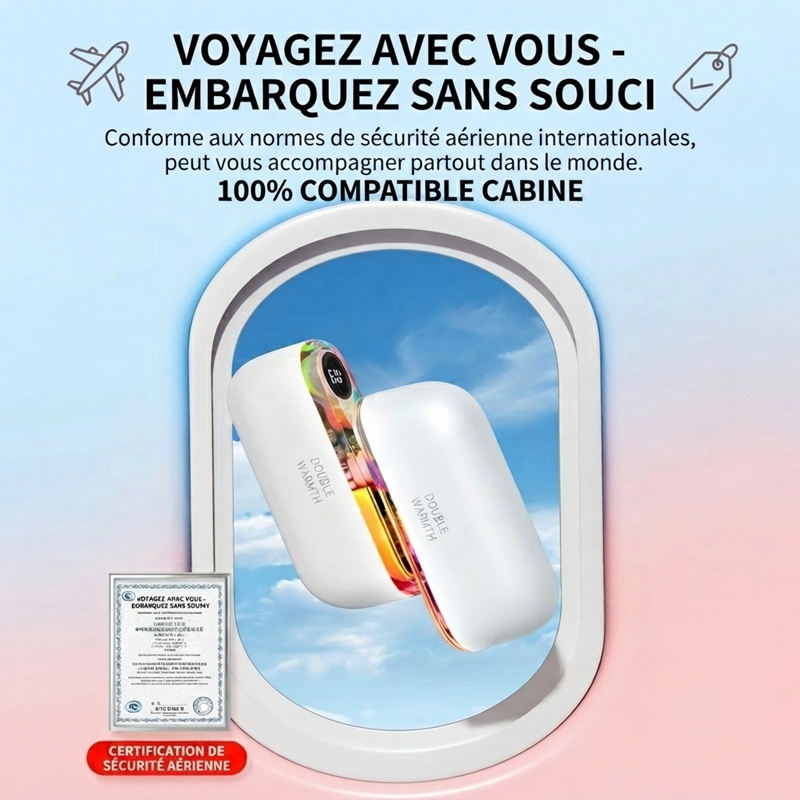 Chauffette de Mains Rechargeable Détachable Double Face, 10000 mAh, Affichage Numérique LED, 4 Niveaux de Chaleur, Cadeau d’Hiver