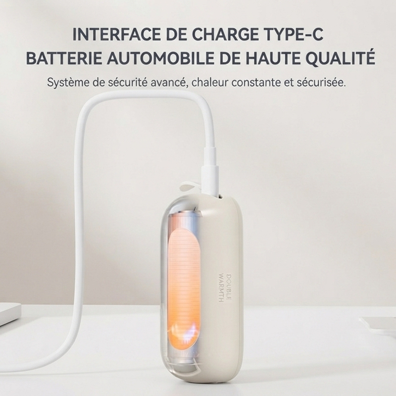 Chauffette de Mains Rechargeable Détachable Double Face, 10000 mAh, Affichage Numérique LED, 4 Niveaux de Chaleur, Cadeau d’Hiver