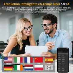 G02 Lunettes Intelligentes AI G02, Caméra HD 8MP Photo/Vidéo, Traduction IA en Temps Réel, Appel Bluetooth, Audio Ouvert, Verres Anti-Lumière Bleue