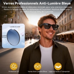 G02 Lunettes Intelligentes AI G02, Caméra HD 8MP Photo/Vidéo, Traduction IA en Temps Réel, Appel Bluetooth, Audio Ouvert, Verres Anti-Lumière Bleue