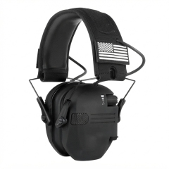 W1 Casque anti‑bruit électronique tactique pour tir, protection auditive NRR22, double micro amplification son ambiant, pliable pour tir et travaux industriels