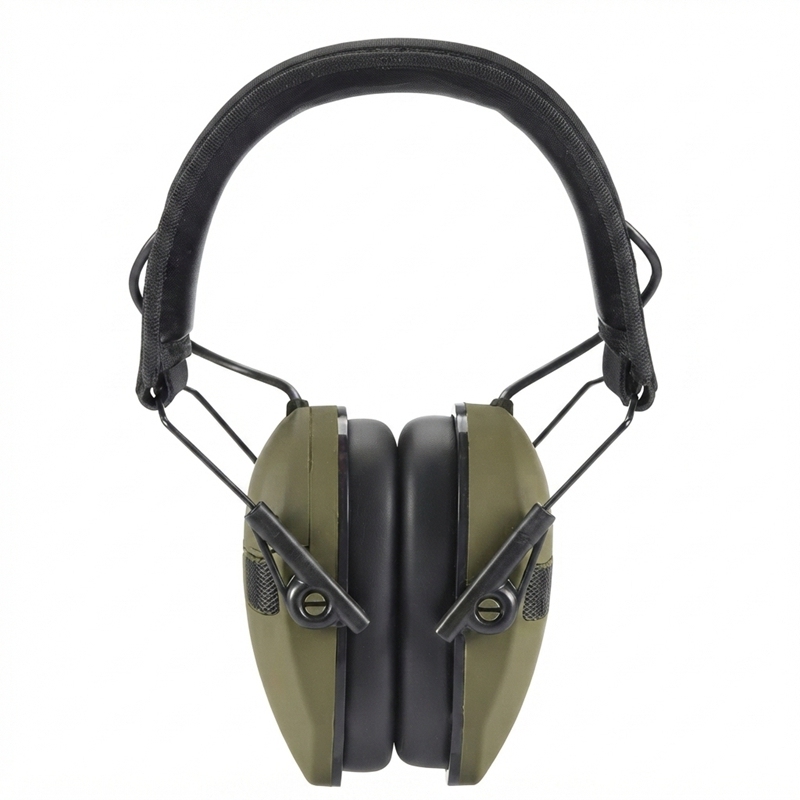 H01 Olive Green Tactical Electronic Shooting Earmuffs, NRR 22 Active Hearing Protection Headset, 360‑Degree Ambient Sound Perception, Dual‑Mic Sound Amplification, Foldable for Shooting Range & Industrial Work